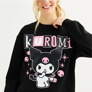 Juniors Kuromi Graphic Black Sweatshirt